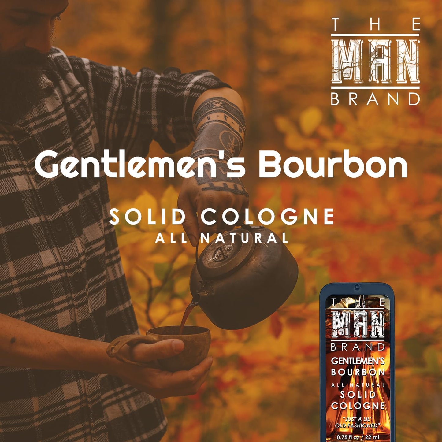 Gentlemen's Bourbon Solid Cologne - Natural Men's Travel Size Cologne - Wax Perfume (3/4 Ounce, Pack of 1)