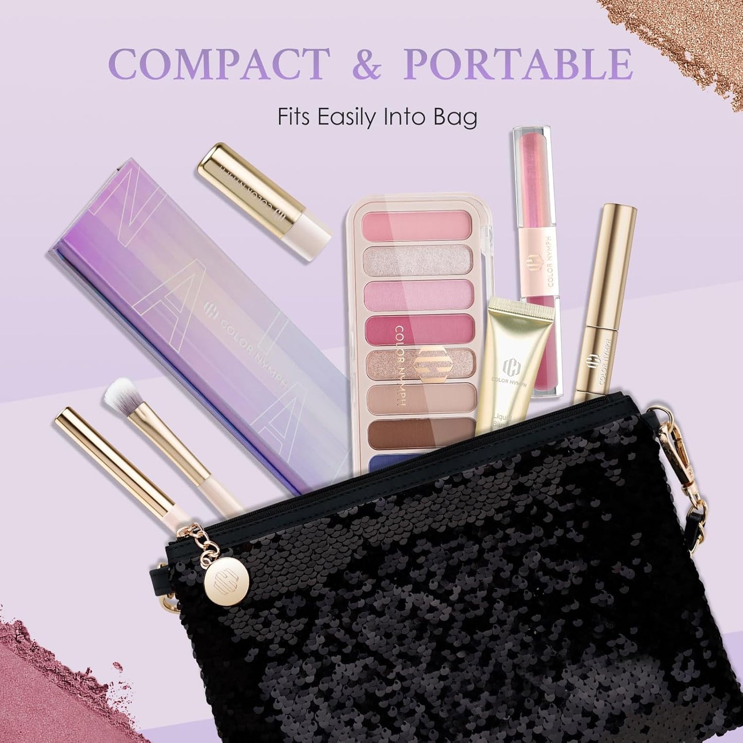 Color Nymph Contour Palette Eyeshadow Makeup Set For Teen Girl Included Highlighter, Blush, Bronzing, Contour Powder With Mirror For Beginners Cruelty Free And Hypoallergenic