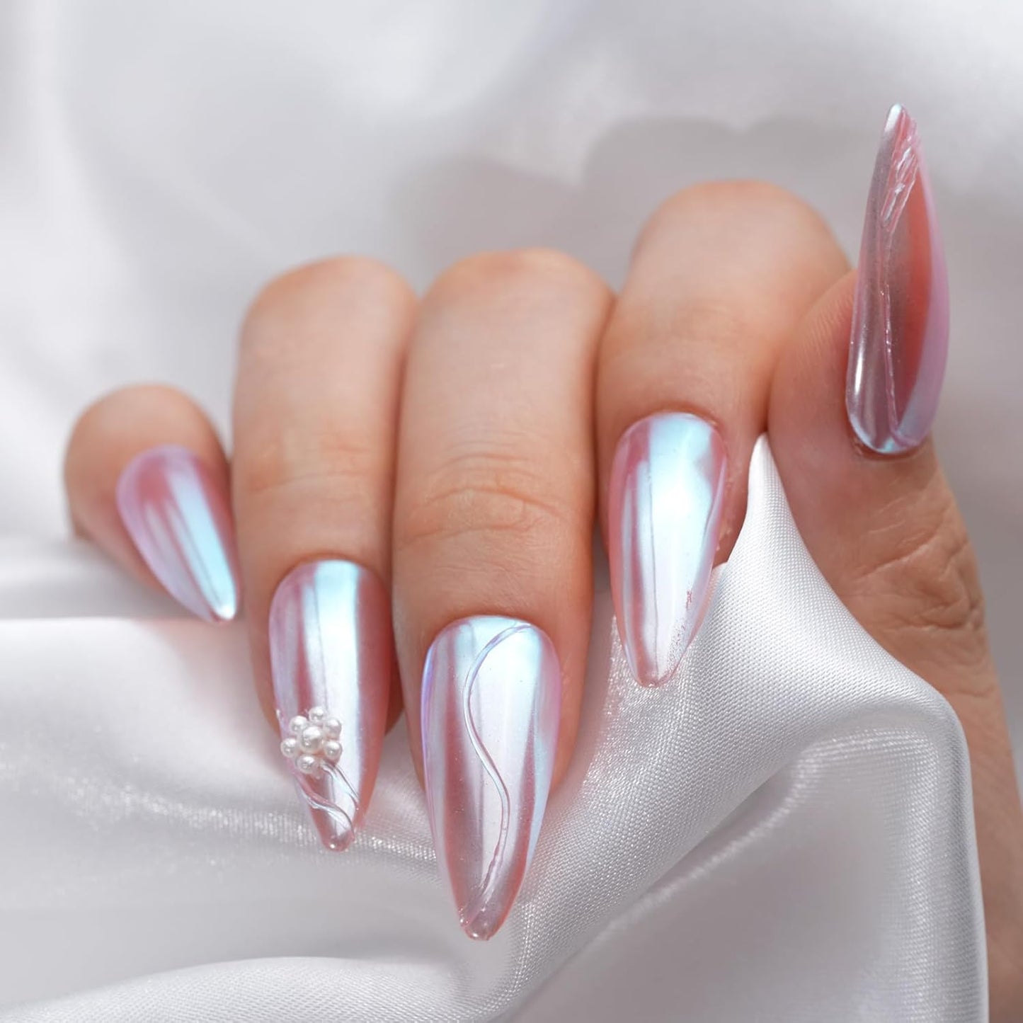 Pretty Diva Moonlight Chrome Nail Powder, Unicorn Mermaid Chrome Powder for Nails, Aurora Nail Powder Iridescent Nail Chrome Powder, Nail Art Glitter Decoration for Home DIY Salon Manicure Pigment