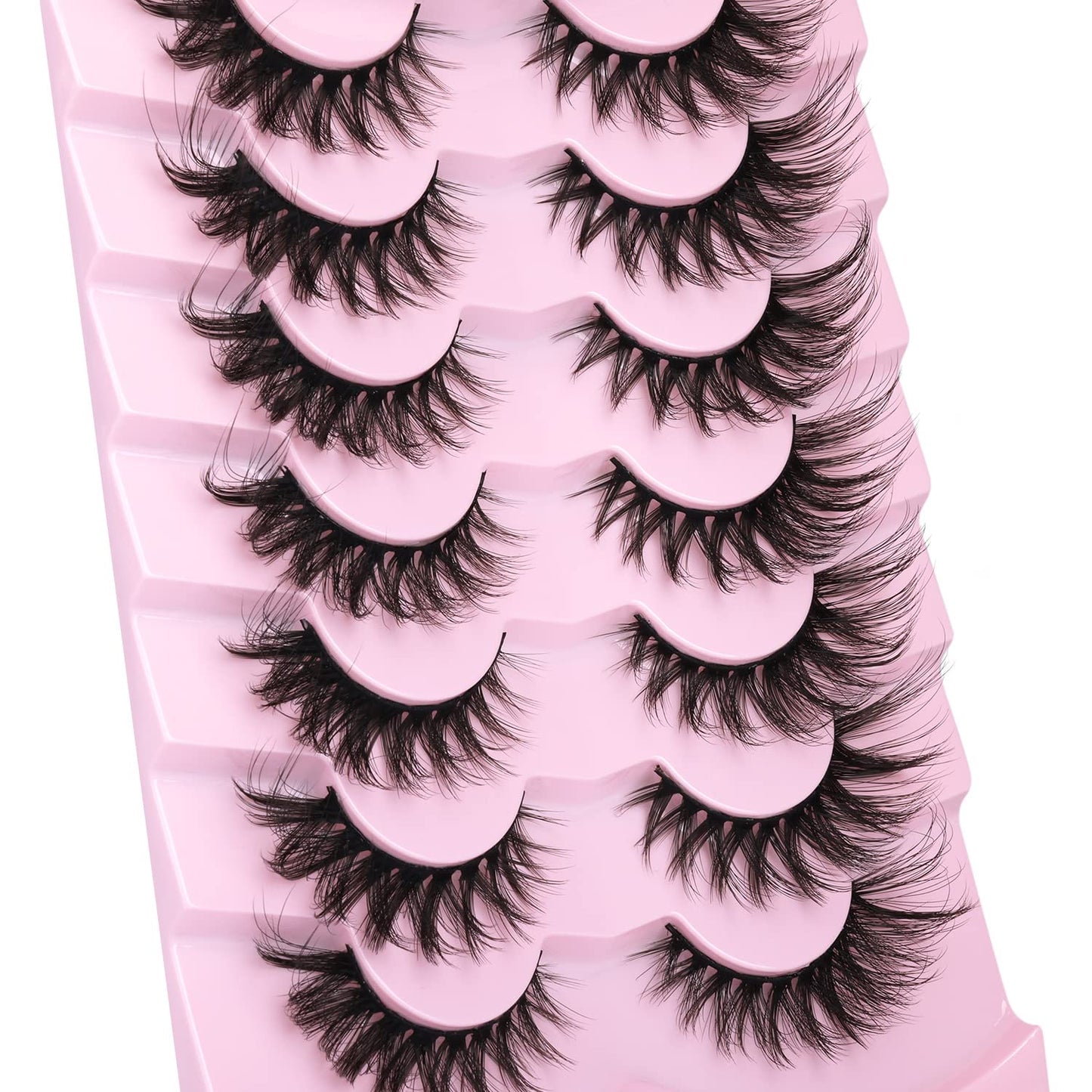 Fox Eye Lashes Faux mink Eyelashes Wispy Cat Eye Long False Eyelahses Dramatic Cross Full Volume Strip Lashes Pack 7 Pairs