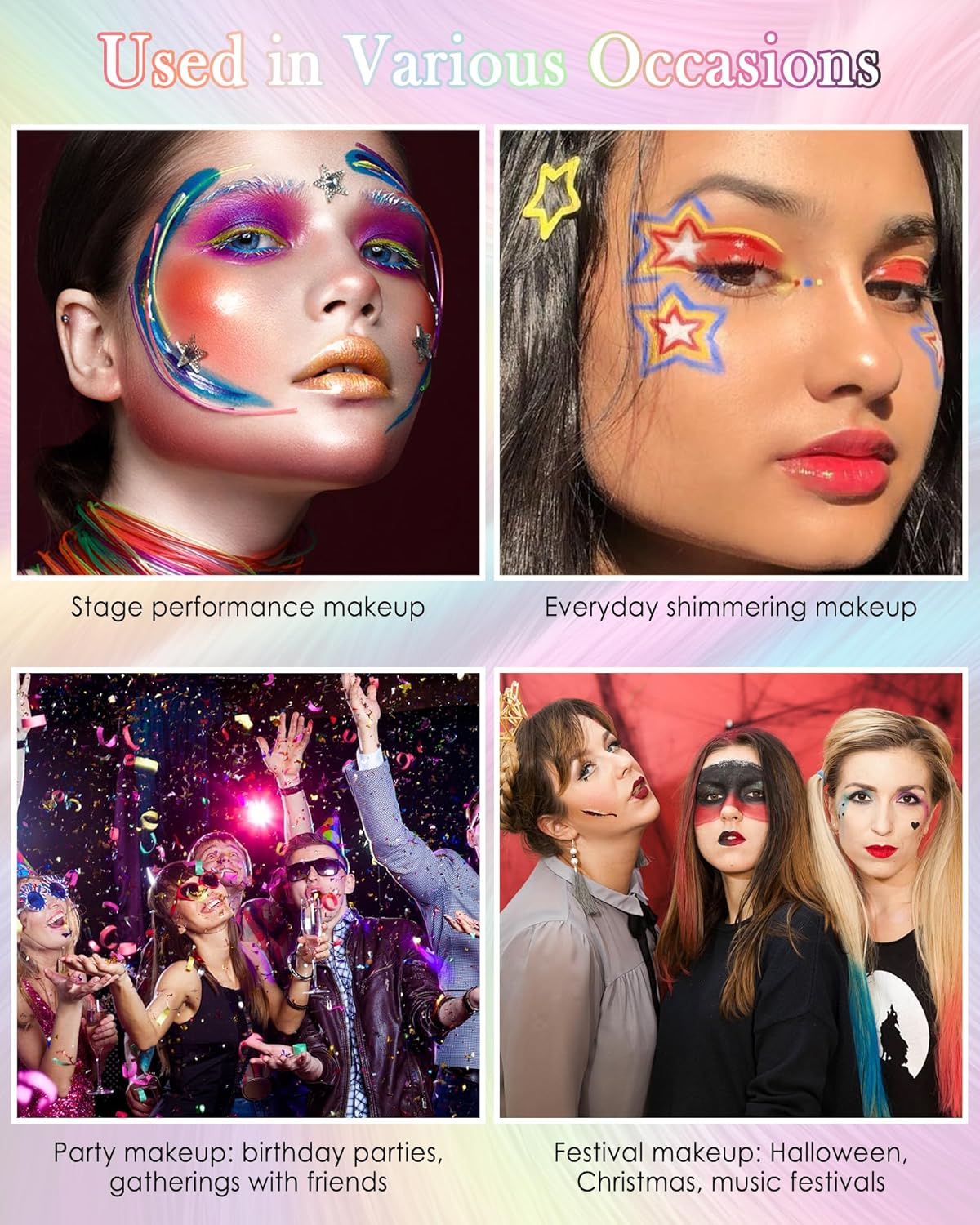 Glitter UV Neon Eyeliner Pencil, Waterproof Smudge-Proof Pink Eye Liner Liquid Pen, High-Pigment Shimmer Eyeliner Pen Long-Lasting Colorful Professional Makeup, Halloween Rave Party Gift for Women-02