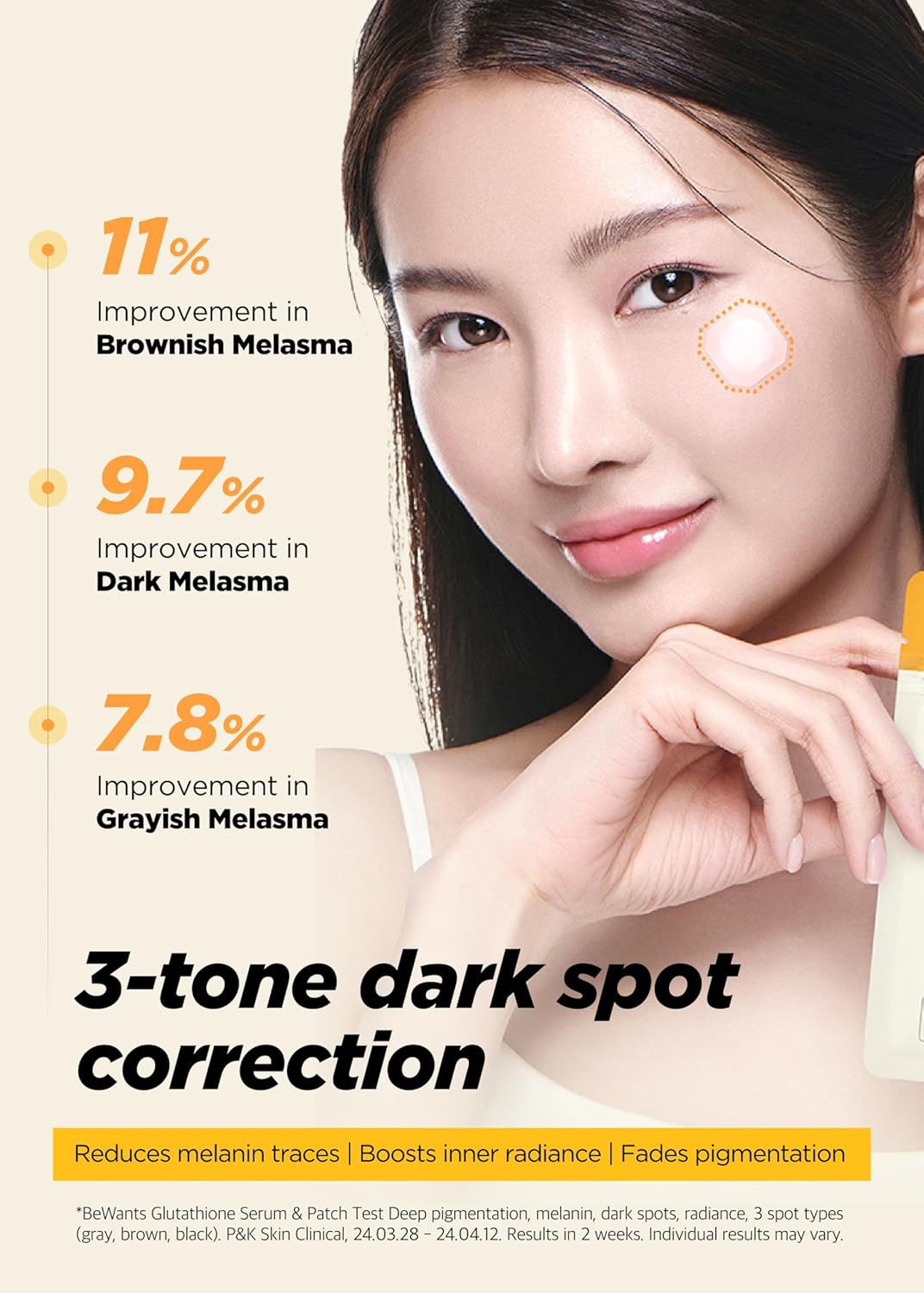 Bewants Deep Toning Glutathione Spot Patch – Micro Tip Patches for Skin Elasticity, Texture & Blemish Care, 9 Patches