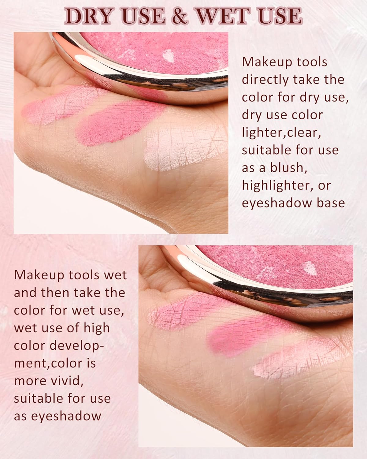 Baked Powder Blush, Glow Marbleized Blush Powder Palette,Lightweight Shimmery Facail Blusher for Face Cheeks,Eyeshadow & Highlight,Makeup Gift for Women rubores de maquillaje(0.49Ounce)-02