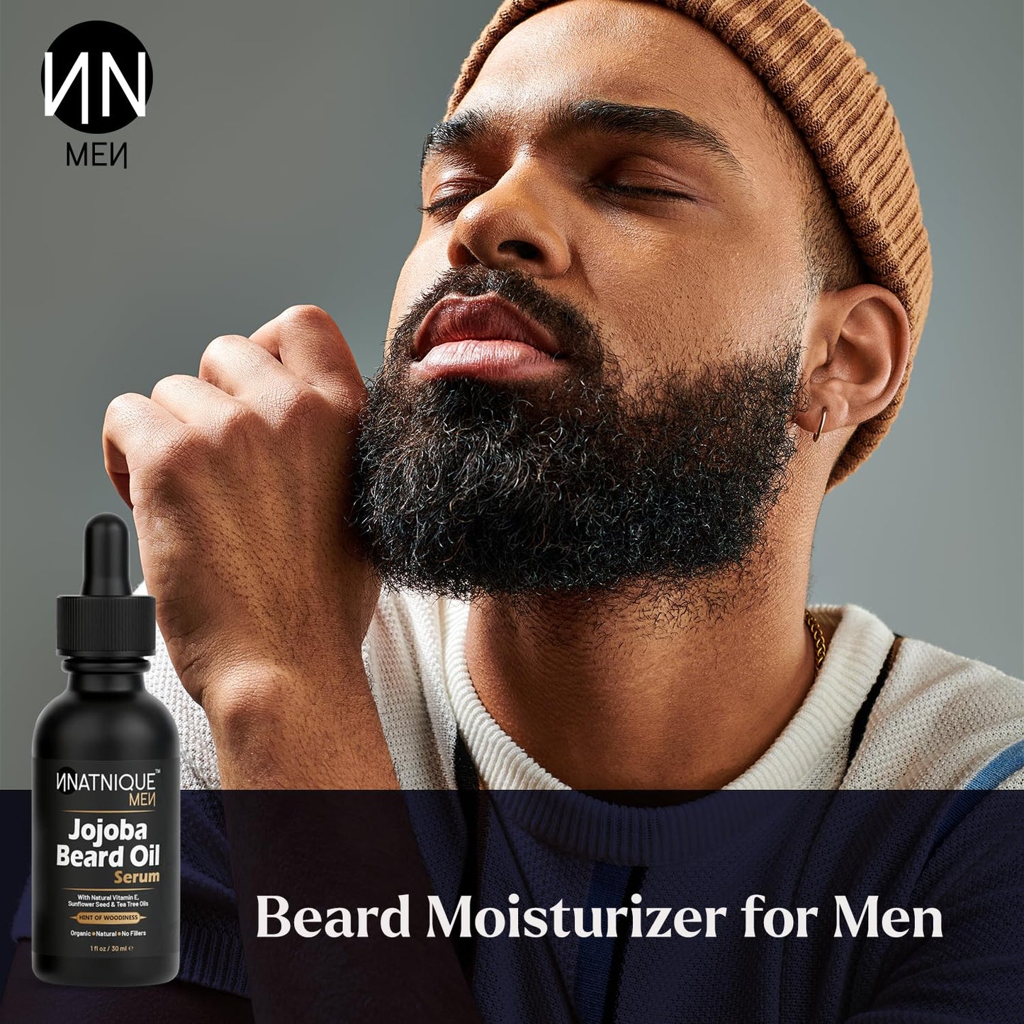 Jojoba Beard Oil Serum 1oz – Organic Beard Conditioner with Vitamin E, Sunflower Seed & Tea Tree Oils – Softens, Moisturizes, and Helps with Beard Itch & Dryness