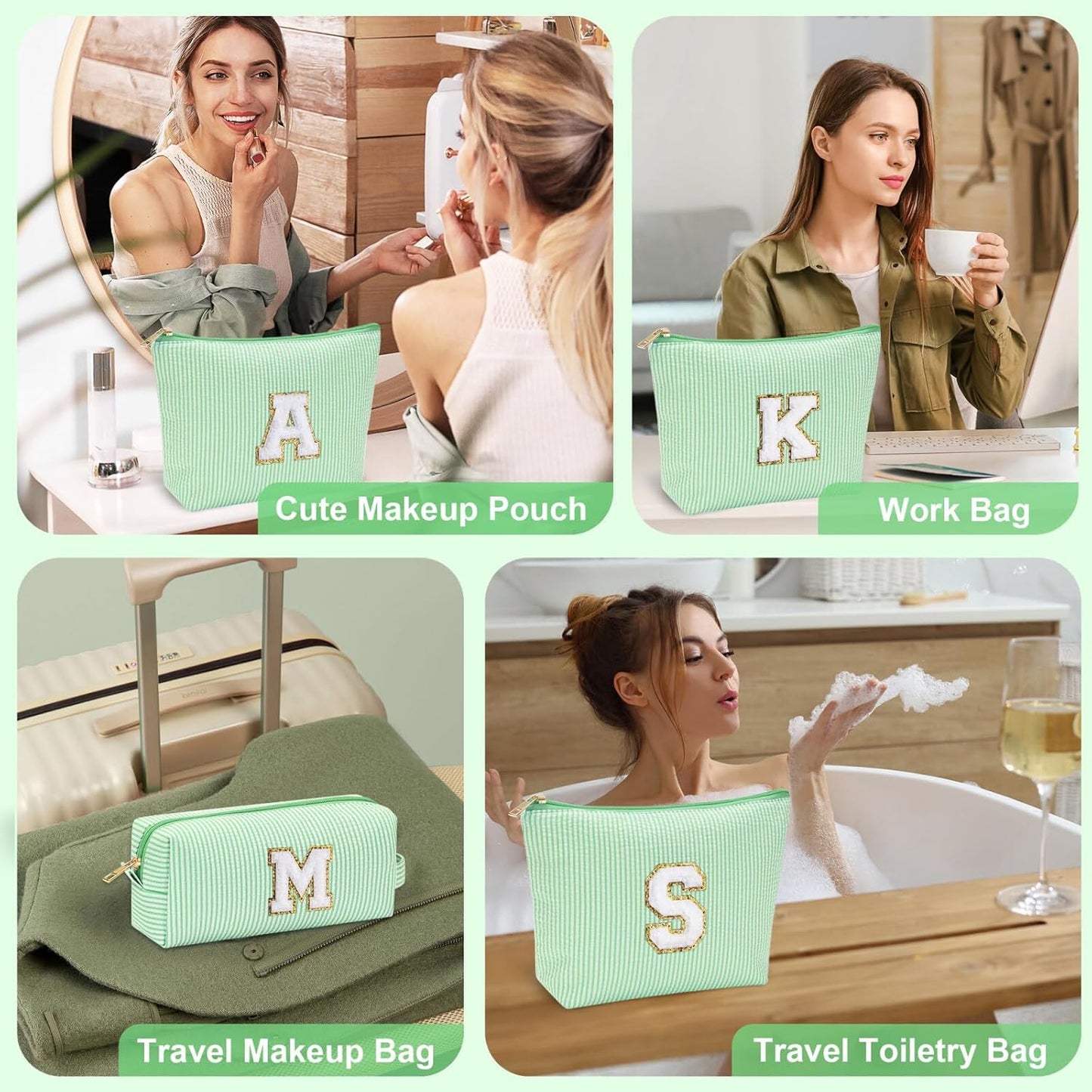 YOOLIFE Initial Makeup Bag for Women Girls - Teenager Girl Gift Ideas | Cute Make Up Bag | Personalized Gifts for Women Friends | Skin Care Bag | Mothers Day Gifts | Tween Girls Trendy Stuff Q