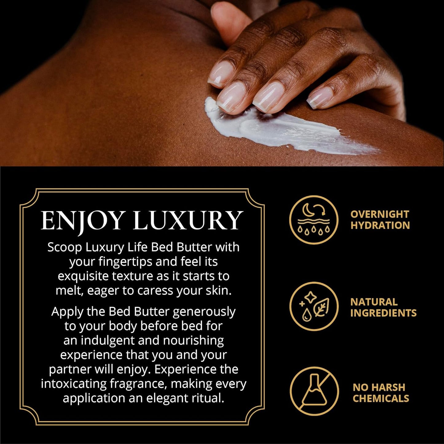 LUXURY LIFE Bed Butter - Irresistibly Fragranced Mood-Enticing Butter Infused with Hyaluronic Acid. Extra Rich Calming Nighttime Moisturizer for Sensual Stimulating Experience (Island Passion, 8 oz)