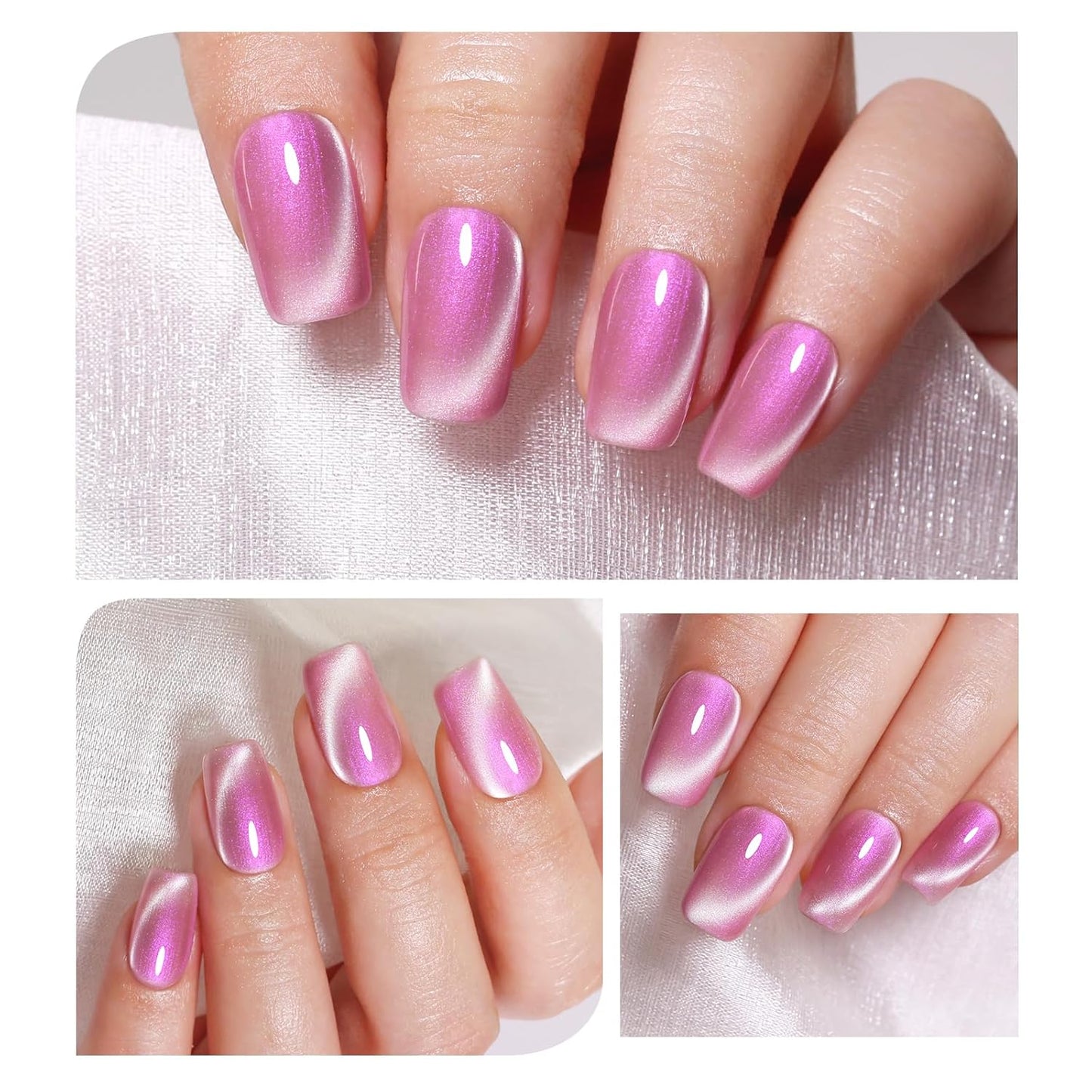 Imtiti Aurora Cat Eye Gel Polish, Pearl Pink Fairy Holographic Glitter Magnetic UV Soak Off Gel Nail Polish (0.34 Fl Oz-993)