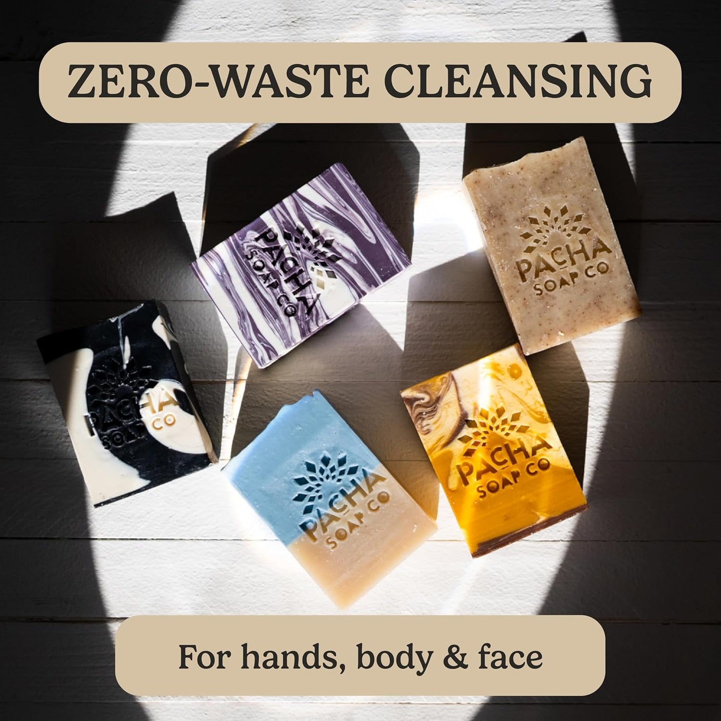 Pacha Soap Co. Bar Soap - Premium, Handcrafted, Hydrating, Natural Face Wash, Hand Cleanser, Body Wash, Soothing Essential Oils (Pachafetti, 5-Pack, 4 oz ea)