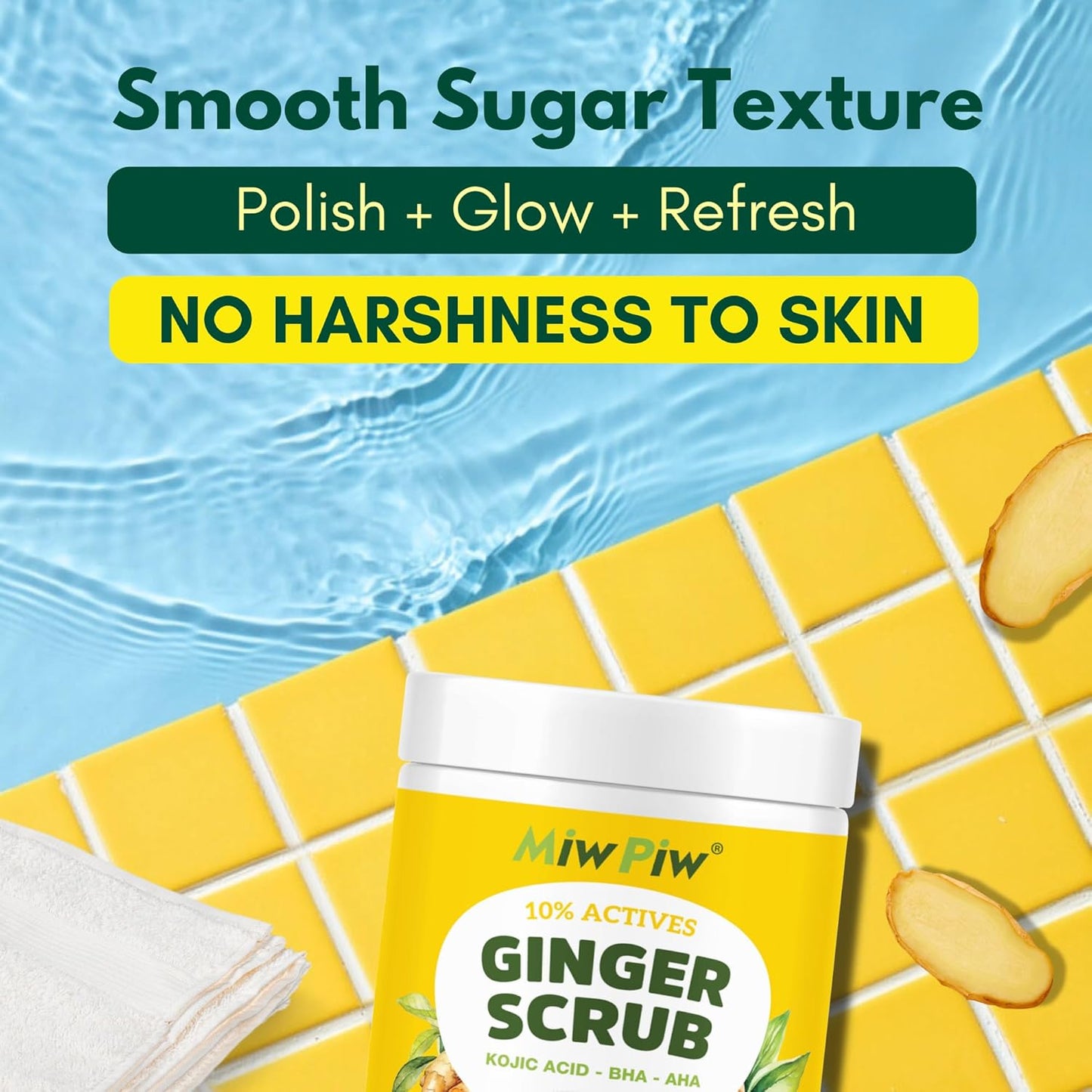 Ginger Body Scrub with AHA/BHA β Lymphatic Drainage, Exfoliating, Anti-Cellulite, Skin Firming, Underarm Detox