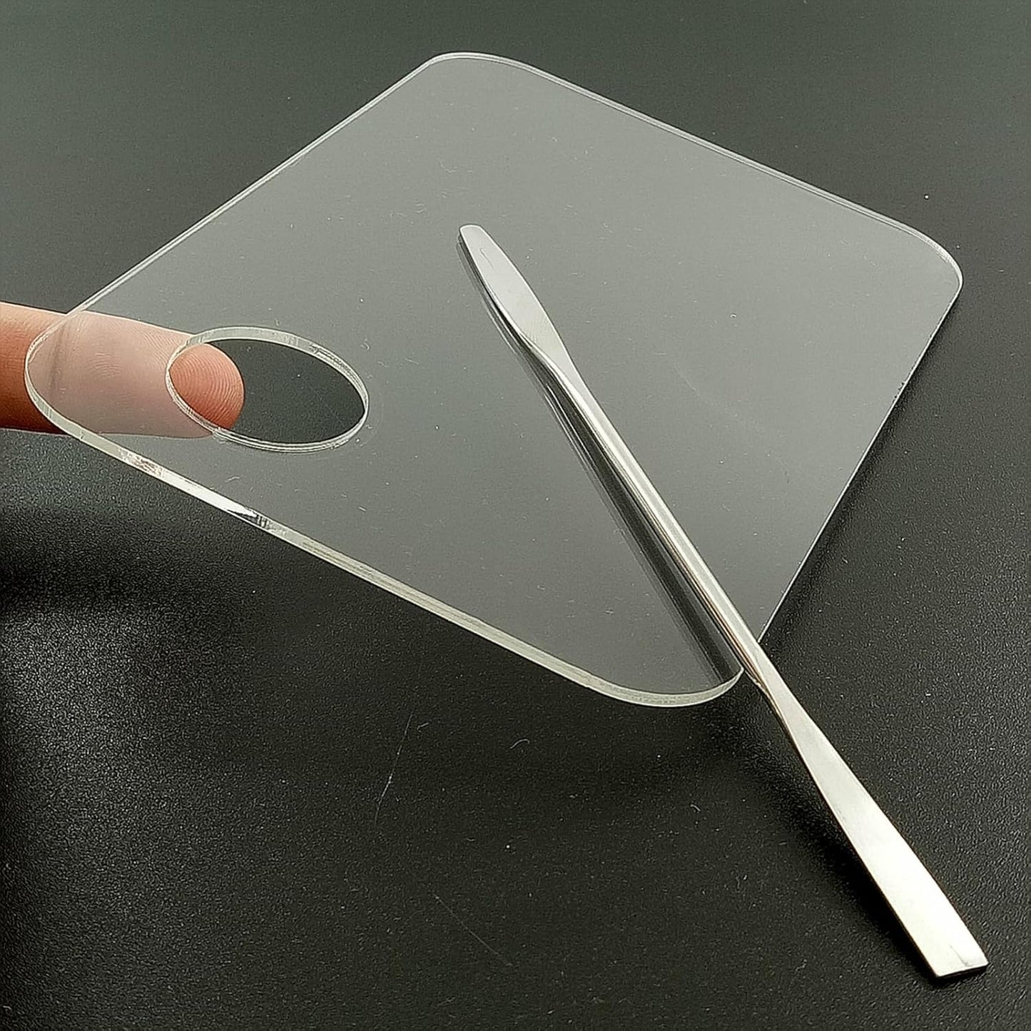 2 Pcs Acrylic Makeup Palette Makeup Mixing Tray with Makeup Spatula for Beauty Salon Color Cream Liquid Foundation Mixing Palette (Round)