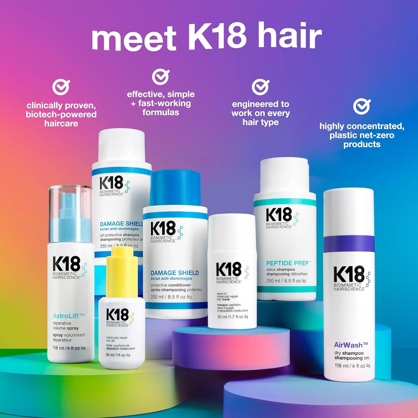 K18 AstroLift™ Reparative Volume Spray, 2-Day Hair Thickening + Hold For Thin, Fine, Fragile Hair, Non-Sticky, Non-Crunchy, Humidity-Resistant Volumizing Spray, 4 Fl Oz