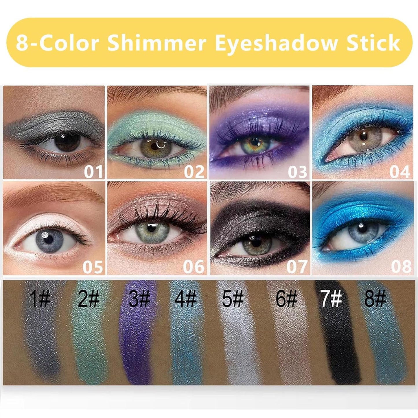 Blue Eyeshadow Stick, Highlighter Eye Liner,Eye Brightener Stick, Shimmer Creamy eyeshadow, Waterproof Eyeshadow Pencil Long Lasting Eye Shadow Makeup.#8 navy blue shimmer