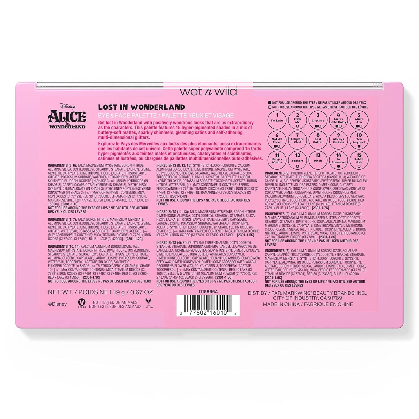 wet n wild Lost In Wonderland Eye & Face Palette Alice In Wonderland Collection