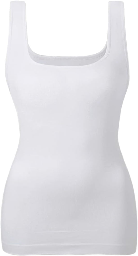 EUYZOU Women's Tummy Control Shapewear Tank Tops Seamless Square Neck Compression Tops Slimming Body Shaper Camisole