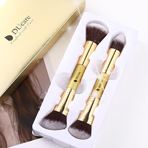 DUcare Makeup Brushes Duo End Foundation Powder Buffer and Contour Brush Synthetic Cosmetic Tools 2Pcs