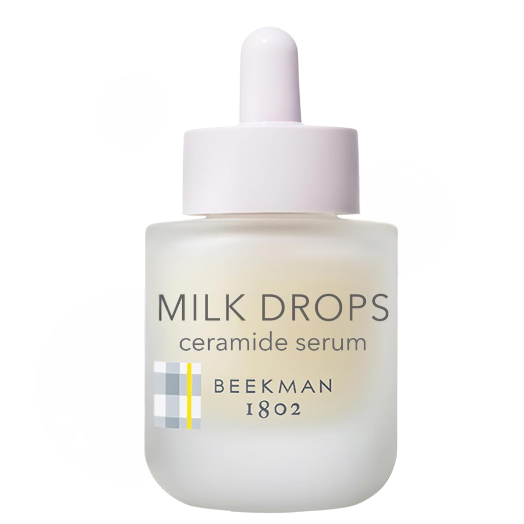 Beekman 1802 Milk Drops Ceramide Facial Serum - Squalane Oil, Hyaluronic Acid & Goat Milk Face Moisturizer - Boosts Skin Radiance & Hydrates Deeply - Fragrance Free, Cruelty Free