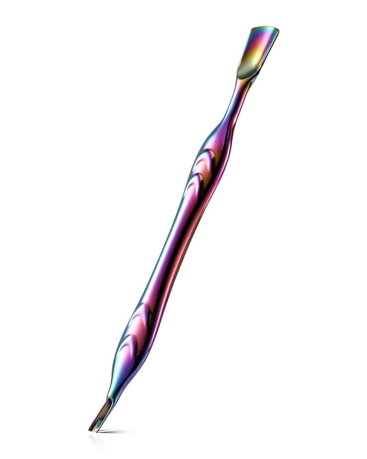 FERYES Cuticle Pusher with Fork, 2-in-1 Cuticle Trimmer Nail Care Tool, Stainless Steel Cuticle Remover Tool for Manicures and Pedicures -Rainbow