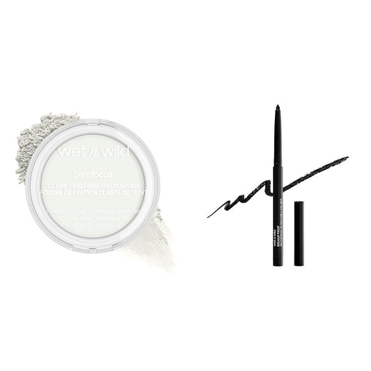 wet n wild Bare Focus Clarifying Finishing Powder & Mega Last Breakup Proof Eyeliner Waterproof 16-Hour Wear