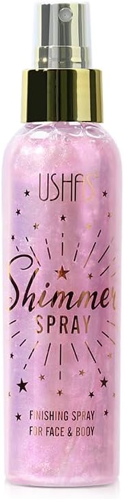 USHAS Body Glitter Spray 3.72 fl.oz - Temporary Body Shimmer Spray for Face, Hair, Clothing, Long Lasting Quick-Drying Shiny for Music Festival Rave (04)