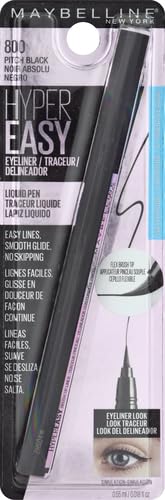 Maybelline Hyper Easy Liquid Pen No-Skip Eyeliner, Satin Finish, Waterproof Formula, Pitch Black, 0.018 Fl Oz