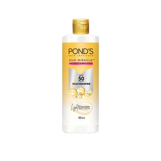 POND-S. Sun Miracle Body Lotion, SPF 50 PA+++, 90 ml, UVA/UVB Protection, 1% Niacinamide, Lightweight, No White Cast 3.0 Fl.oz.