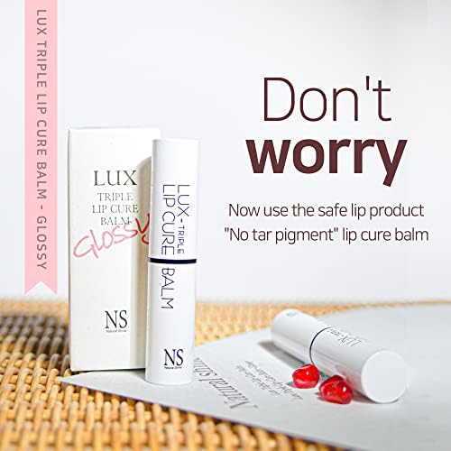 Lux Triple Lip CURE Glossy Balm (0.17oz) (HESTIA (peach milk tea)) 4 million units sold in Korea, Natural Tinted Korean Lip Balm, Petroleum/Paraben Free, Lip Butter,lip balm hydrating