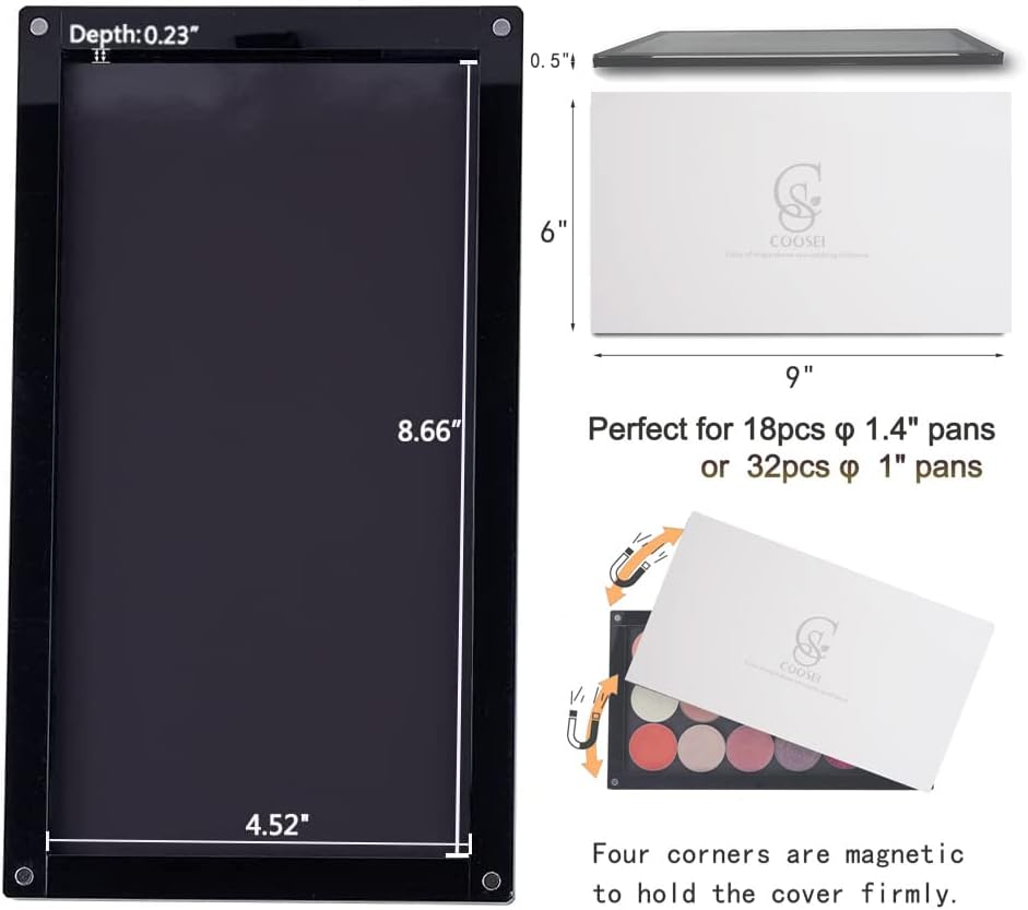 Acrylic Magnetic Makeup Palette Eyeshadow Palette Empty for ABL2 and dABL2 only Additional Stackable Layer for More Space (Stackable Single Layer) Unsuitable for ABL1