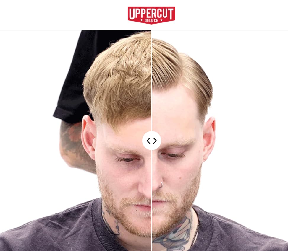 Uppercut Deluxe Barbers Collection Deluxe Pomade, 10.5 oz / 300g - Strong Hold, High Shine Hair Pomade – Water-Based, Easy Washout – Classic Barber Styling for Slick Backs, Side Parts & Pompadours