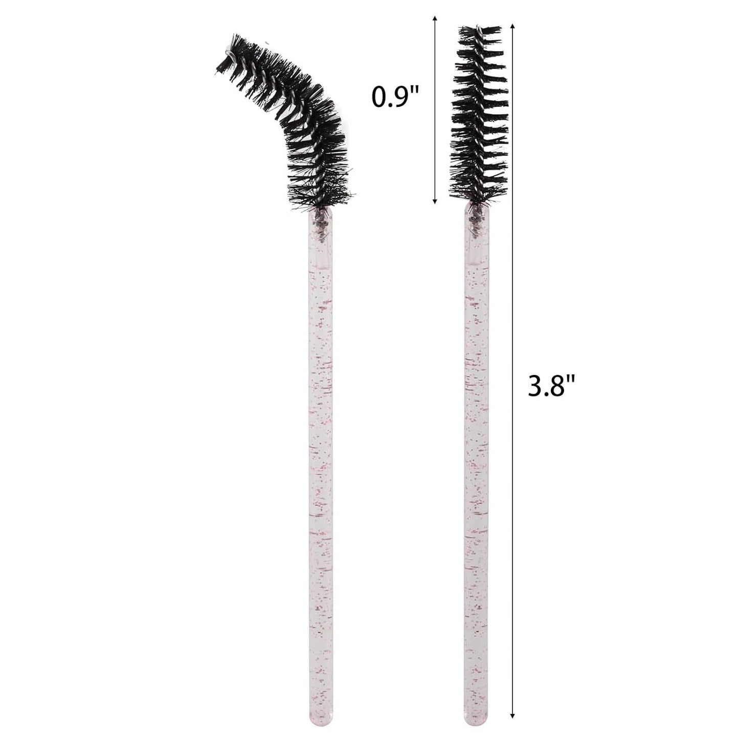 Tbestmax 300 Pcs Disposable Spoolies, Mascara Wand Eyelashes Brushes Applicator for Eyebrow Eye Lash Extension Pink Stick Black Head