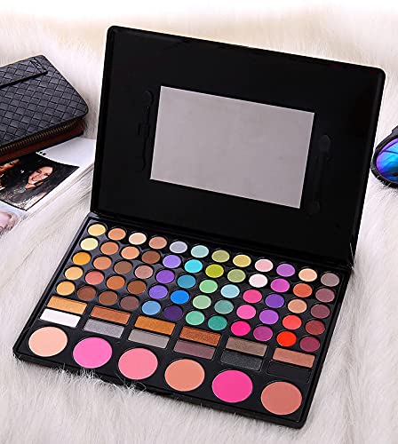 Eye Shadow 78 Color Palette Colors Eye Make up Kit Highly Pigmented Professional Cosmetic with Blush, Highlighter, Face Contour Powder Style 1