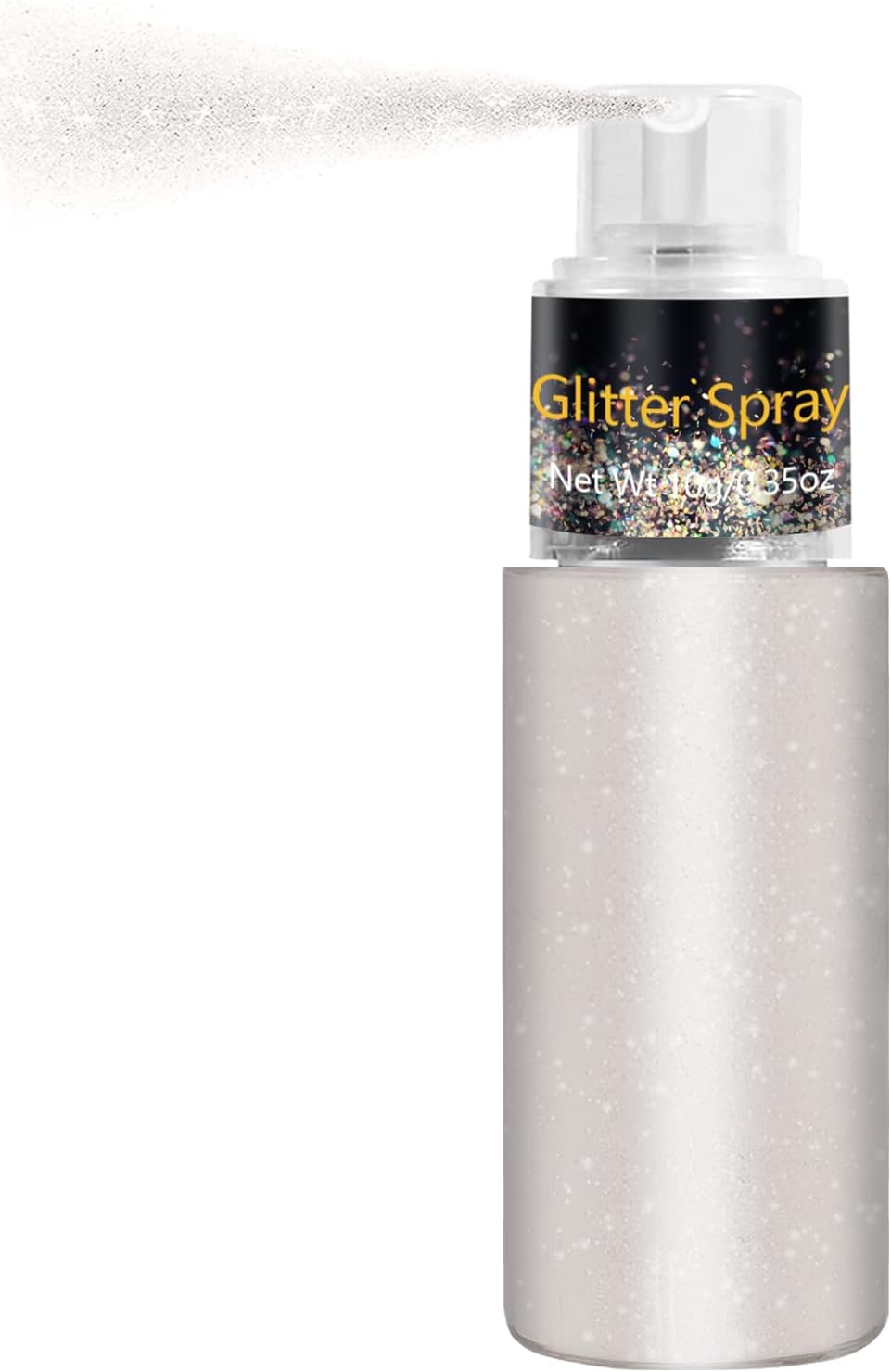 Hair and Body Glitter Spray, Holographic Glitter Highlighter Powder Spray, Unscented Hair Clothes Glitter Highlighter, Loose Glitter Spray Shimmer Powder Festival Rave Accessories, 10g (02 Peal White)