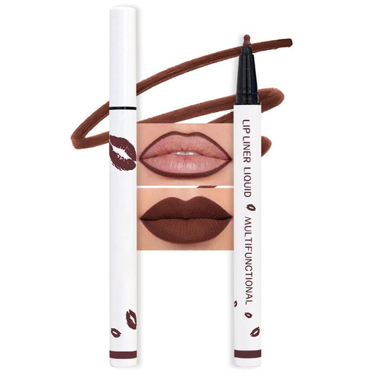 Longwear Liquid Lip Liner Stain Marker Pen Long Lasting Waterproof, Chocolate Cocoa Dark Red Brown Matte Semi Permanent 24 Hour Lip Liner and Lipstick Combo, Color Stay Lipliner Lips Stain peel off 11
