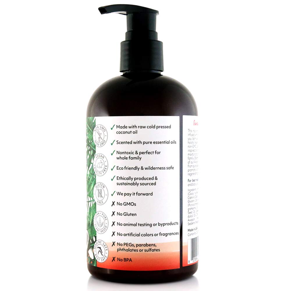 Coco Fiji Face & Body Lotion Infused With Coconut Oil | Lotion for Dry Skin | Moisturizer Face Cream & Massage Lotion for Women & Men | Awapuhi Seaberry 12 oz, Pack of 3