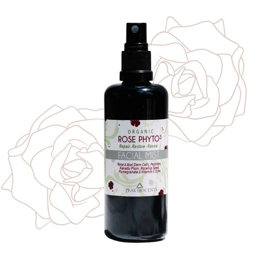 Organic & Vegan Rose Phyto³ Water Facial Spray - Moisturizing Face Mist & Setting Spray, Soothing, Hydrating Mist Rose Water For Face - Great for Facial Massaging (4 oz)