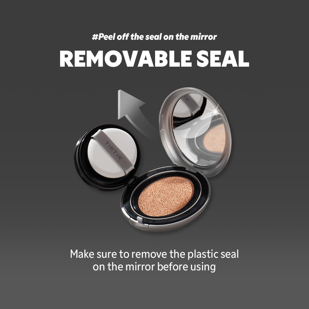 TIRTIR Mask Fit Aura Silver Cushion Foundation | Semi-glow Finish, Natural Coverage, Moisturizing, Lightweight, Korean cushion foundation (#51N Fudge, Full Size, 0.63 Fl Oz)