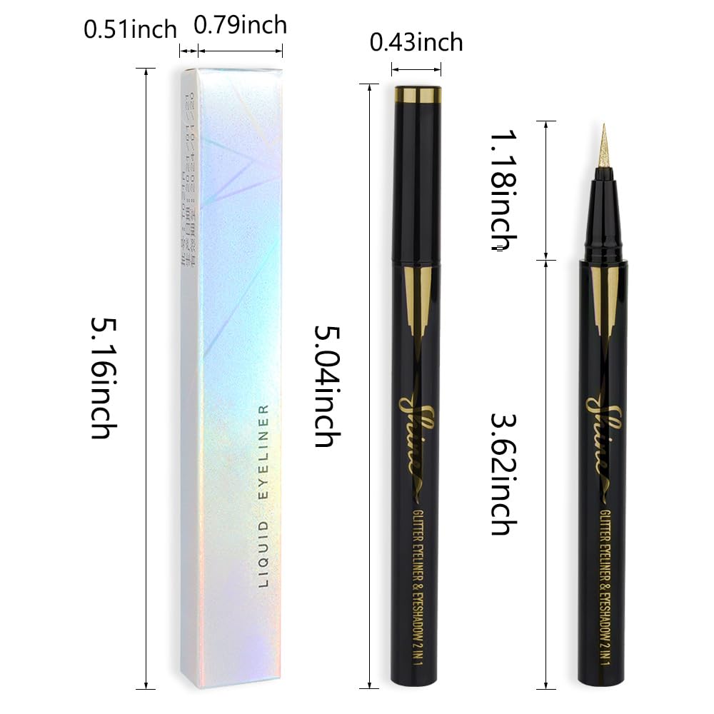 evpct 1Pcs Silver Glitter Liquid Eyeliner, Metallic Shimmer Light Silver Eyeliner Liquid Eye Liner Eyeshadow Pencil Face Body Glitter Makeup, Longwear Waterproof, Fake Eyelashes Mascara Accessories