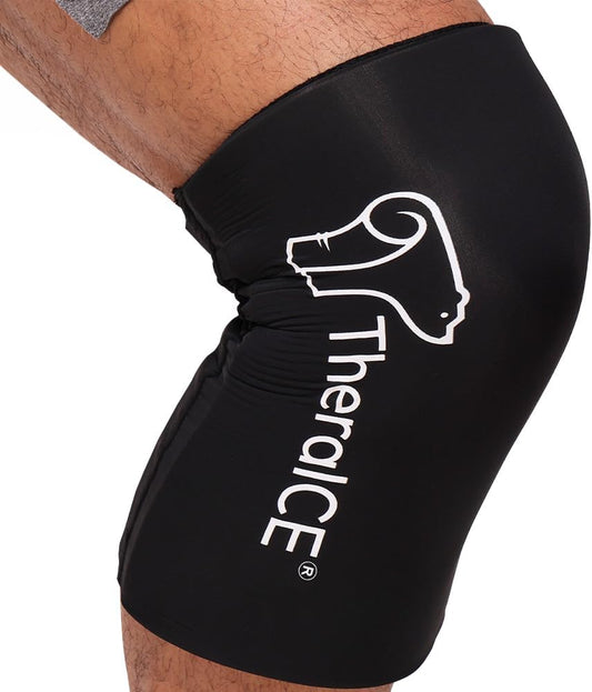 TheraICE Knee Ice Pack Wrap Compression Sleeve for Injuries, Reusable Gel Cold Packs Brace Also for Elbow, Ankle & Calf - Flexible Cold Wrap Recovery for Meniscus, ACL, MCL Pain Relief (XL)