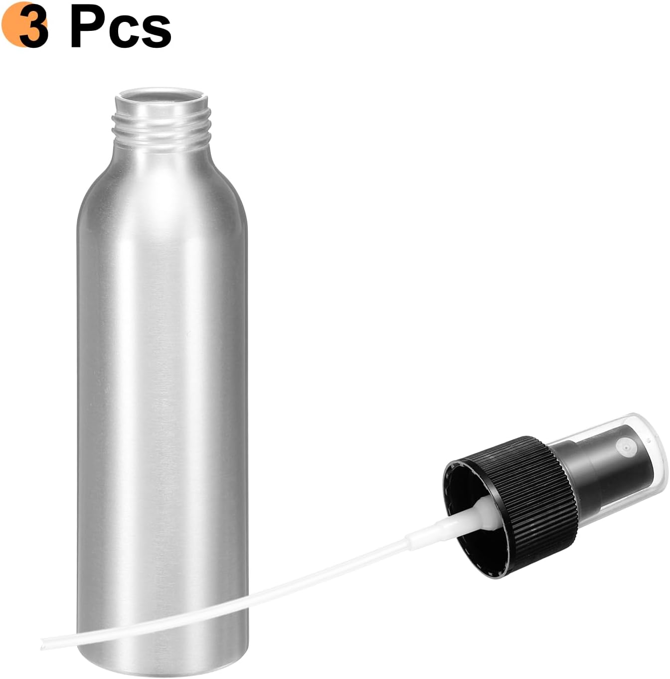 HARFINGTON 3pcs Aluminum Fine Mist Spray Bottles 120ml/4oz Metal Small Liquid Alcohol Refillable Travel Container with Black Plastic Nozzle Cap for Perfume Skincare Cosmetic Storage Bottle