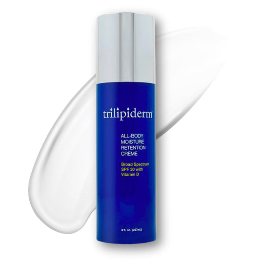 Trilipiderm All-Body Moisture Retention Crème with SPF 30, Vitamin D - 8oz Airless Pump Sunscreen