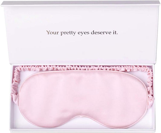 Silk Sleep Mask Light Blocking Luxury 100% Mulberry 19mm Silk Eye Mask Eye Cover Blindfold Ultra Soft Light & Comfy Anti Aging Skin Care with Travel Bag Gift Package