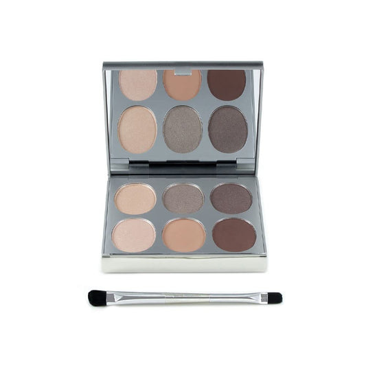 Jerome Alexander New Again Eyeshadow Palette & Brush, 6 Buildable & Blendable Micronized Powder Shades (Autumn Haze)