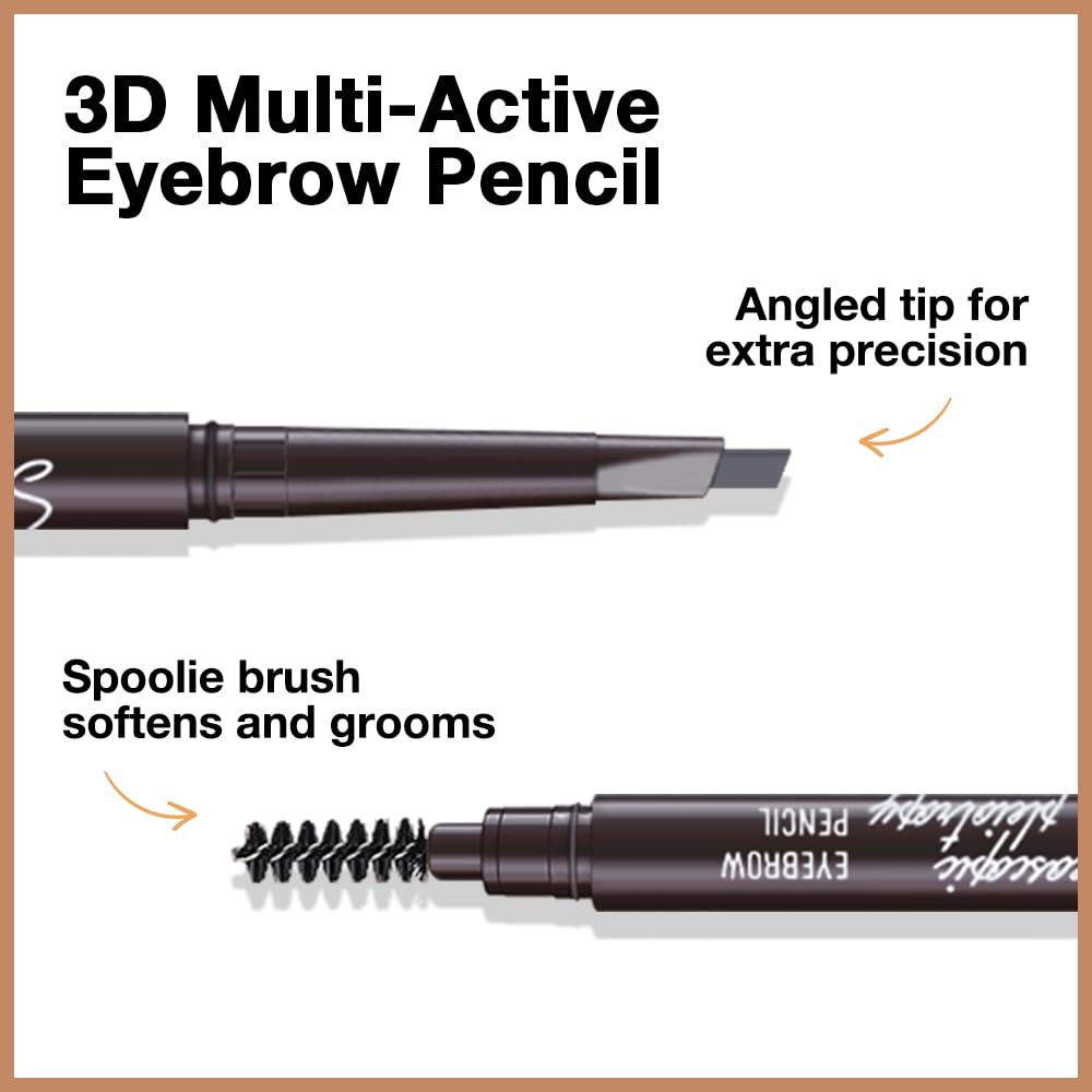 Retractable Eyebrow Pencils for Women, Waterproof Ash Gray Eye Brow Pen Brow Brush for Eye Makeup, Dual-Sided Soft Ultimate Definer Pencils, Fine Tip lapiz de cejas