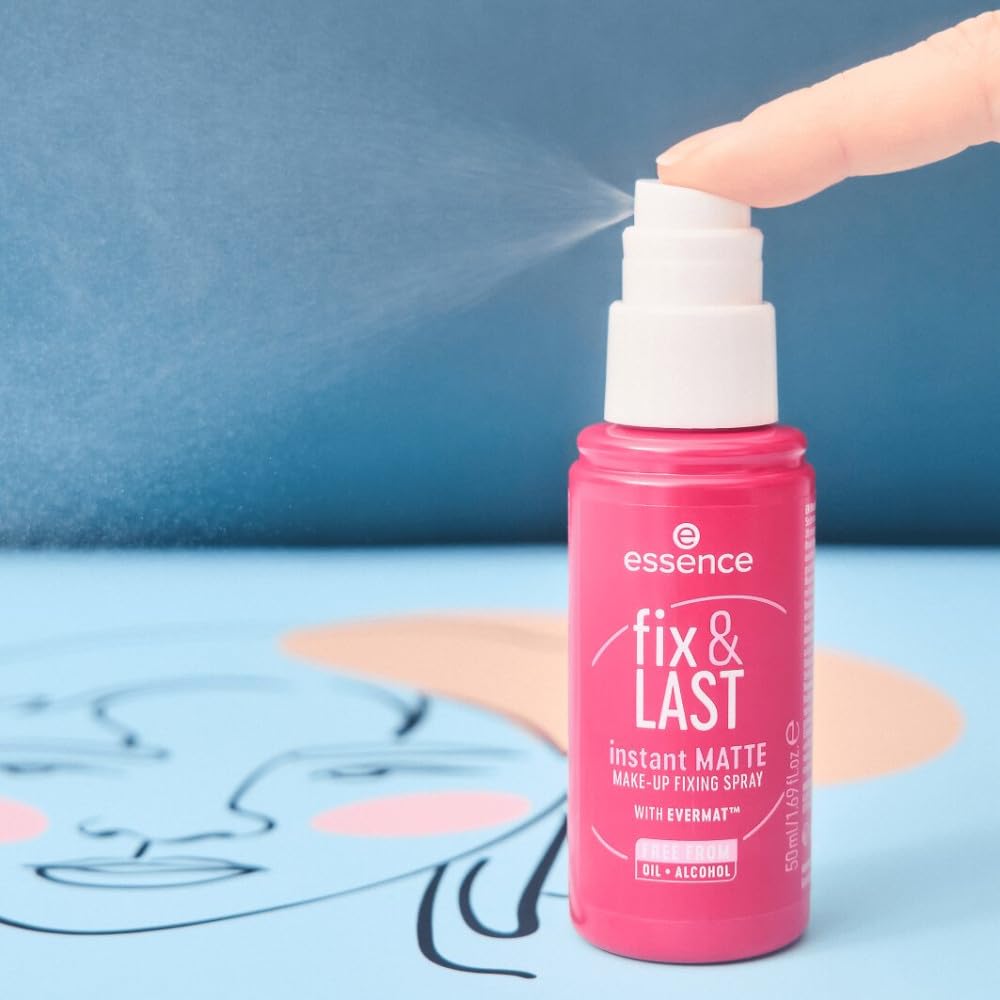 essence | Fix & Last Instant Matte Makeup Fixing Spray | Shine Control & Long-Wearing Formula | Vegan & Cruelty Free