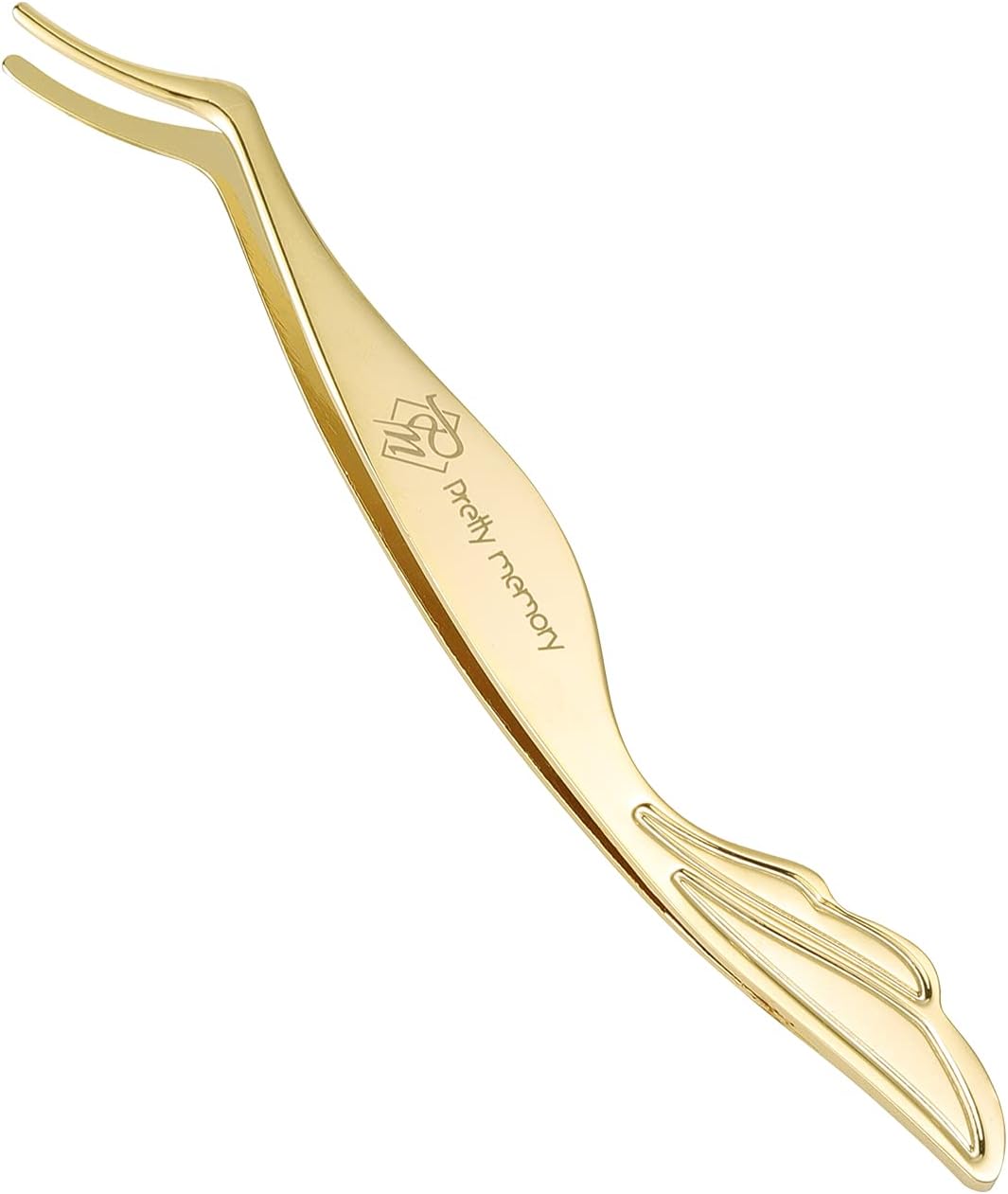Pretty memory DIY Eyelash Applicator Tool, Curved Eyelash Tweezers for False Lashes, Lash Applicator for Easy Lashes Application and Removal, Gold