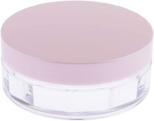 AKOAK Capacity 10 ml(0.33 oz) No Leaks Empty Reusable Plastic Loose Powder Compact Container DIY Makeup Powder Case with Sponge Powder Puff,Elasticated Net Sifter and Pink Threaded Screw Lid