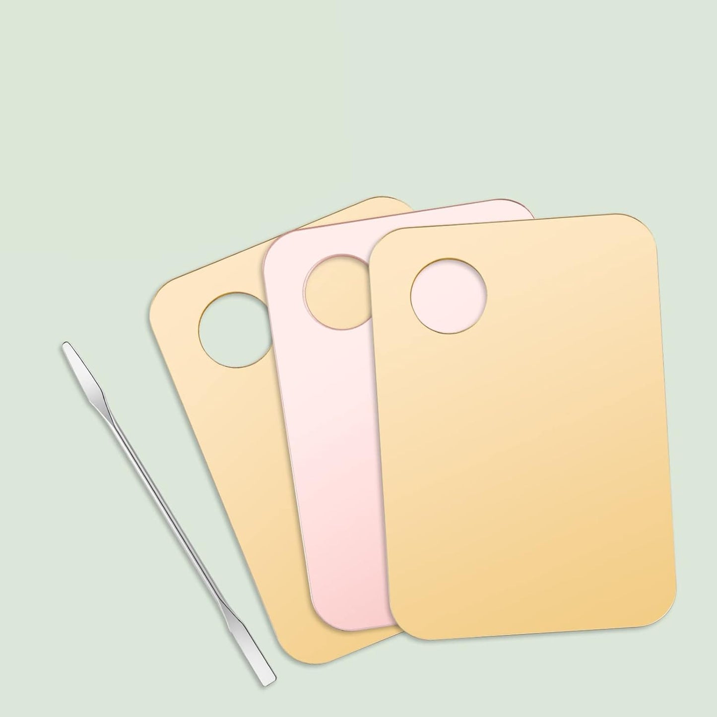 1 Pc Acrylic Cosmetic Makeup Palette with Makeup Spatula Tool Makeup Mixing Tray Apply for Foundation Eye Shadow Lipsticks Nail Art Beauty Salon (Rose gold)