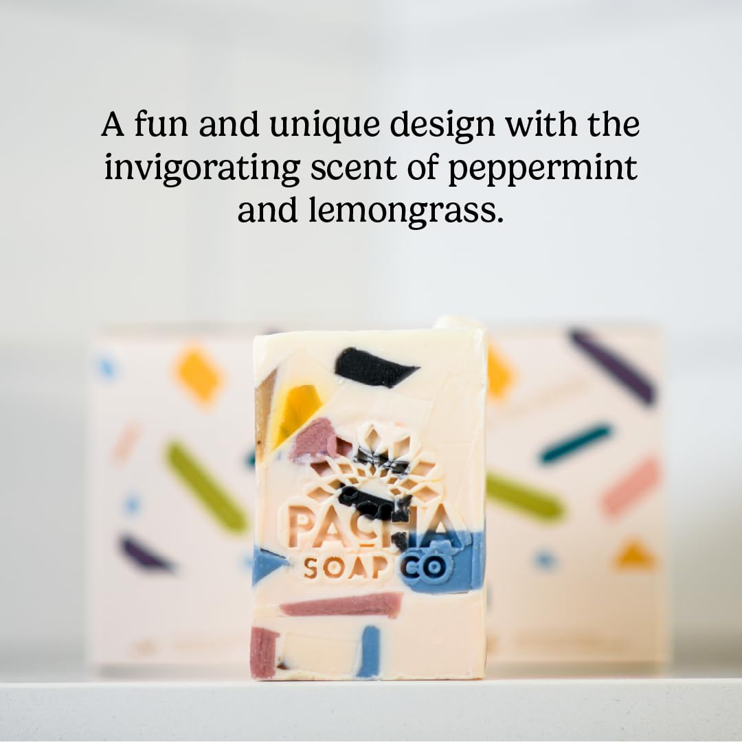 Pacha Soap Co. Bar Soap - Premium, Handcrafted, Hydrating, Natural Face Wash, Hand Cleanser, Body Wash, Soothing Essential Oils (Pachafetti, 5-Pack, 4 oz ea)