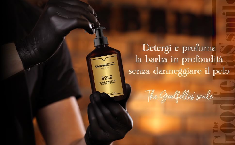 The Goodfellas' smile. Nourishing Beard Shampoo, 250ml/8.5 oz, Made in Italy, Solo (Sanalwood & Mandarin)