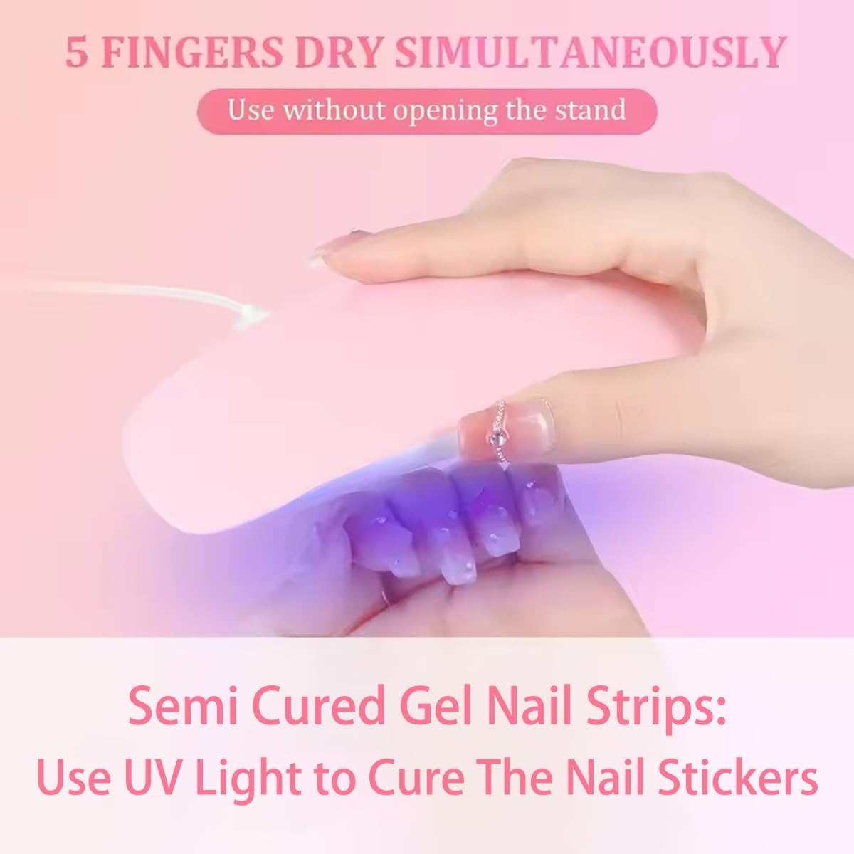 Semi Cured Gel Nail Strips Stickers Self Adhesive Long Lasting Gel Nail Polish Strips Solid Color Nail Stickers for Women DIY Manicure Waterproof Salon Quality Nails Decoration Accessories 1 Sheets