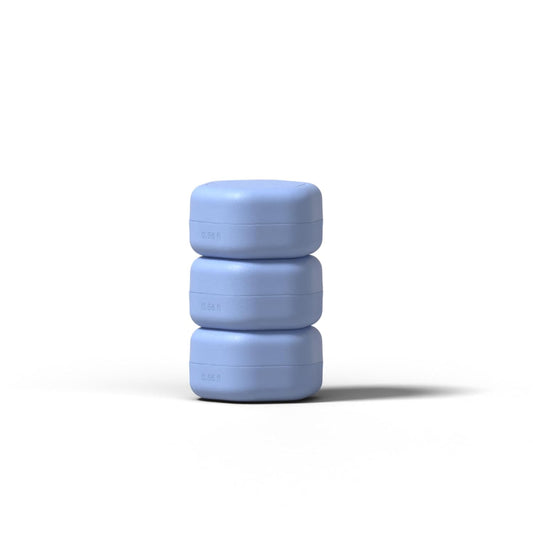 Cadence Travel Containers Basic Skincare Set - Magnetic Containers with Lids,Carry On Travel Essentials For Women/Men - 3 Small Capsules (0.56oz) - Cleanser, Moisturizer & Sun-Icon Labels - Pacific